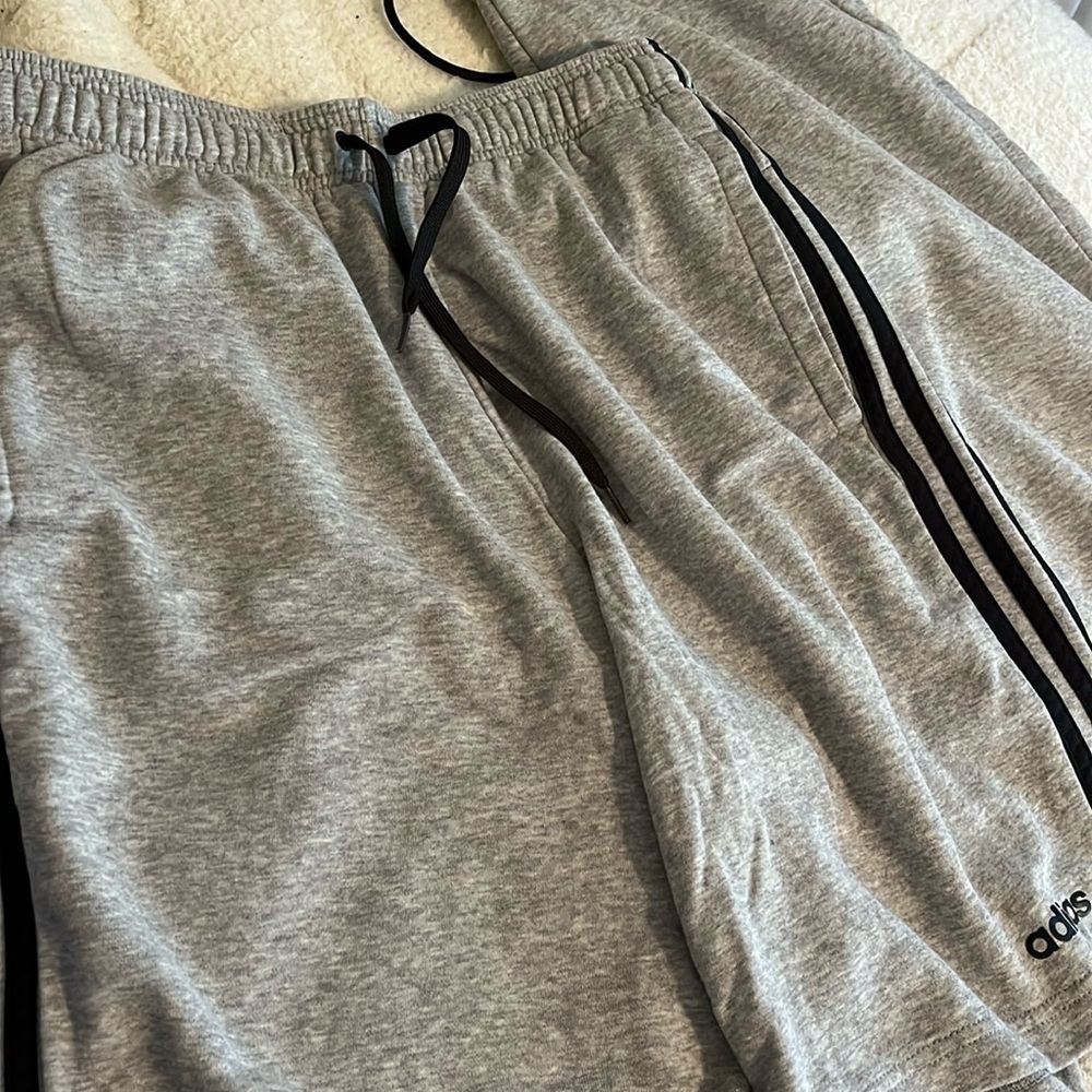 Grey adidas men’s sweats and shorts